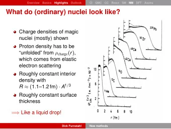 What do (ordinary) nuclei look like?  Charge densities of magic  nuclei (mostly) shown  Proton