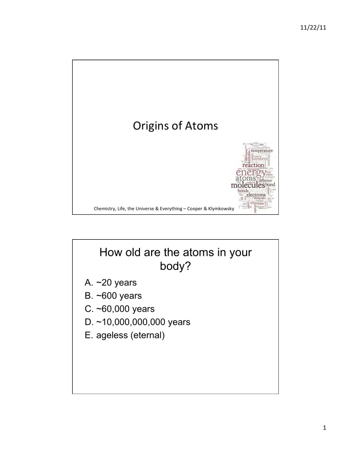 origins of atoms