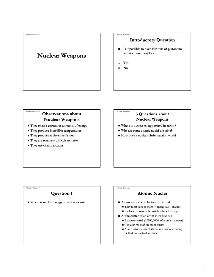 nuclear weapons nuclear weapons