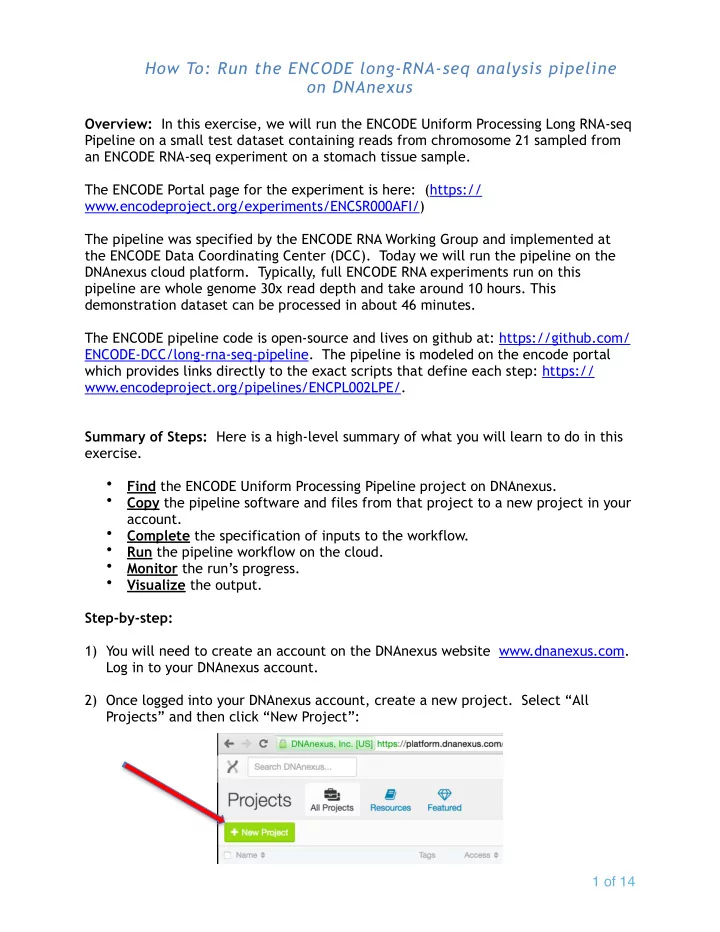 how to run the encode long rna seq analysis pipeline