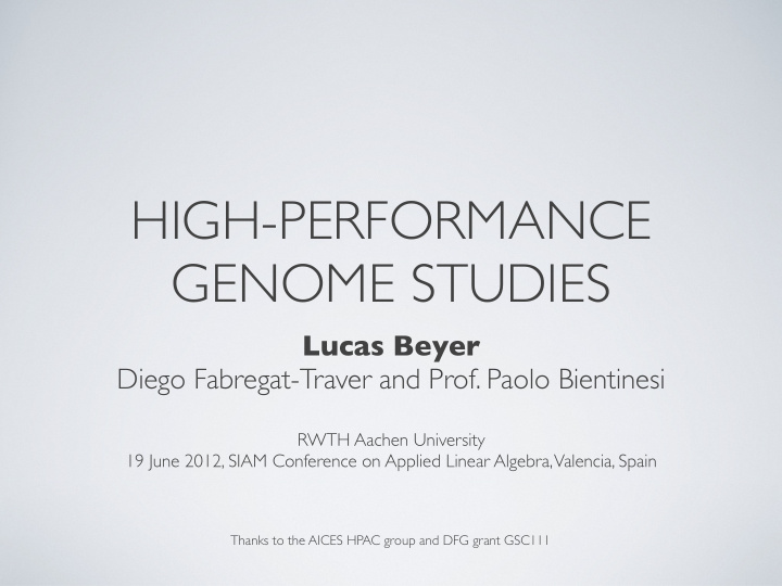 high performance genome studies