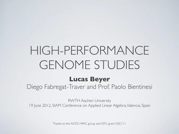 high performance genome studies