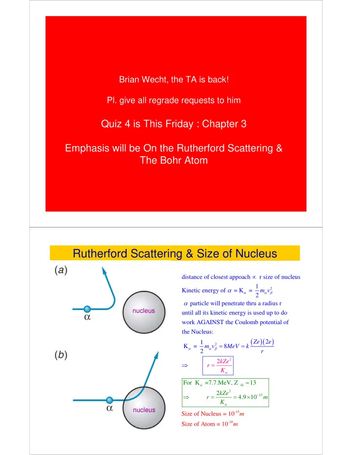 rutherford scattering size of nucleus
