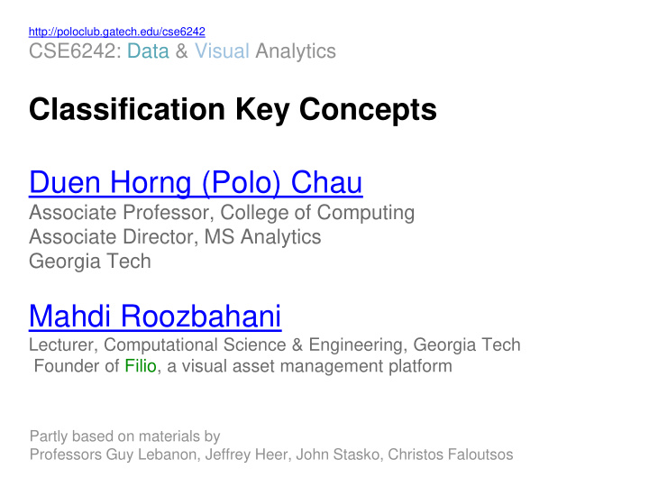 classification key concepts duen horng polo chau