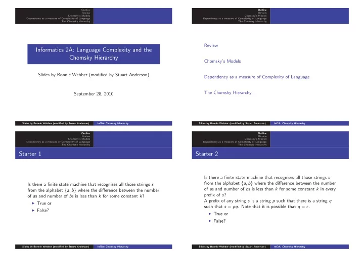 informatics 2a language complexity and the chomsky