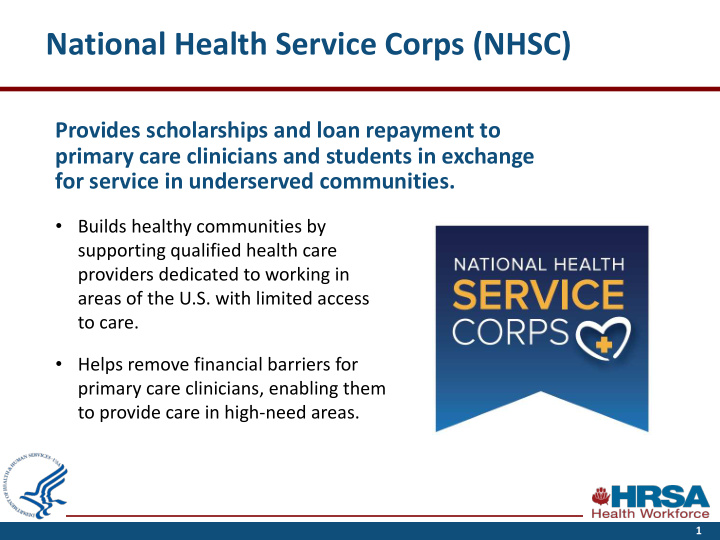 national health service corps nhsc