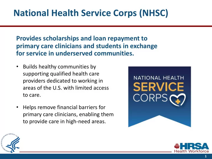national health service corps nhsc