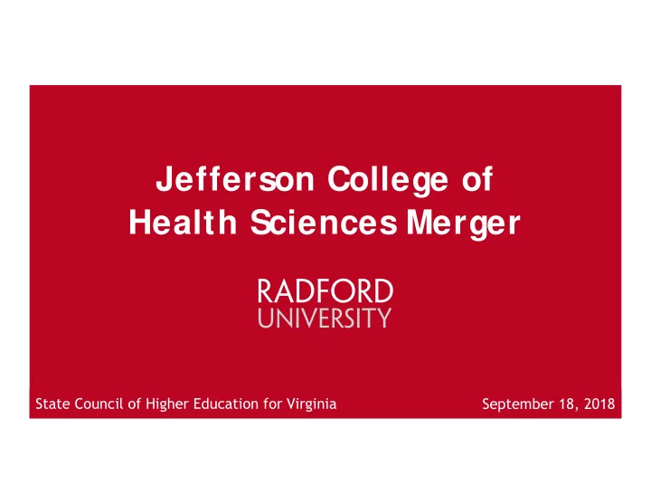 jefferson college of health sciences merger