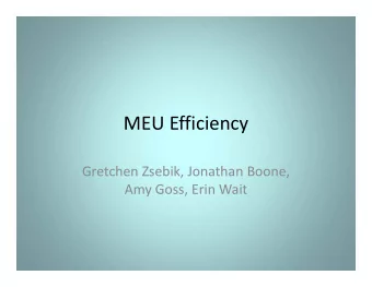 MEU Efficiency Gretchen Zsebik, Jonathan Boone, Amy Goss, Erin Wait MEU Visits per Year  10000