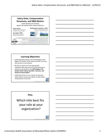 Which title best fits your role at your  your role at your  organization? Salary Data, Compensation