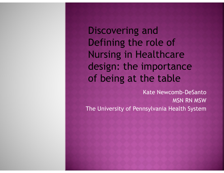 discovering and defining the role of nursing in