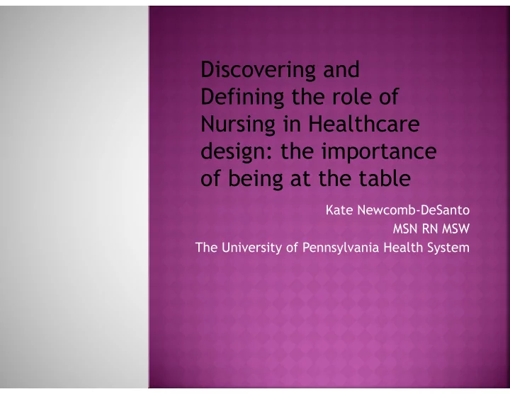 discovering and defining the role of nursing in