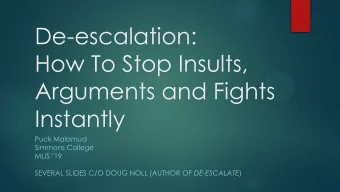 De-escalation:  How To Stop Insults,  Arguments and Fights  Instantly  Puck Malamud  Simmons