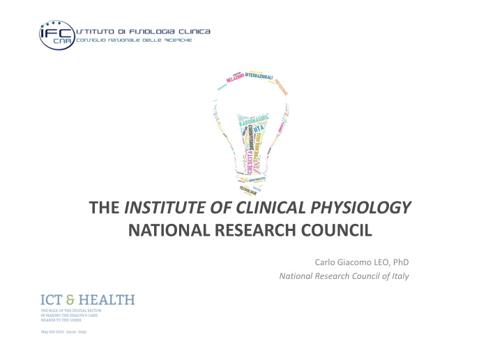 the institute of clinical physiology national research