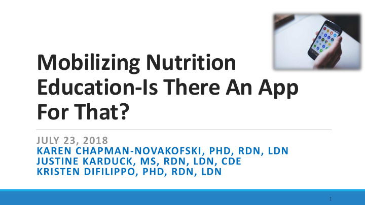 mobilizing nutrition education is there an app