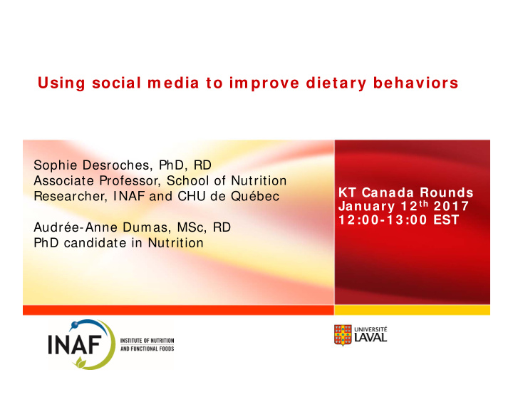 using social m edia to im prove dietary behaviors