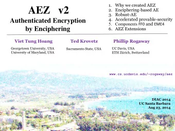 AEZ   v2  2. Enciphering-based AE  3. Robust-AE  4. Accelerated provable-security  Authenticated