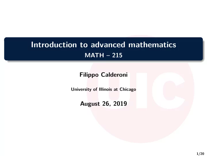 introduction to advanced mathematics