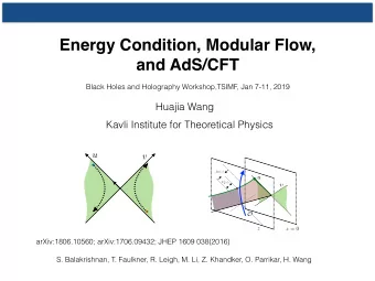 Energy Condition, Modular Flow,  and AdS/CFT  Black Holes and Holography Workshop,TSIMF, Jan 7-11,