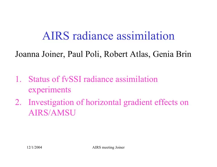 airs radiance assimilation