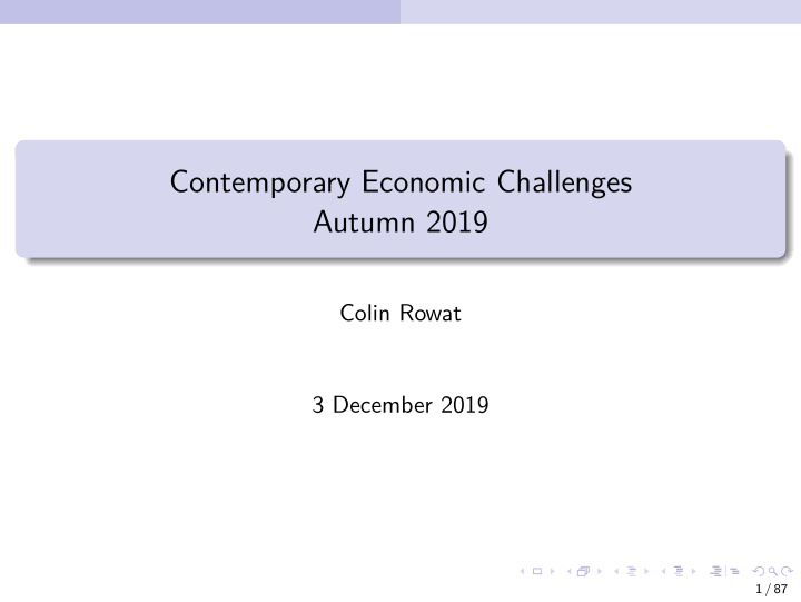 contemporary economic challenges autumn 2019