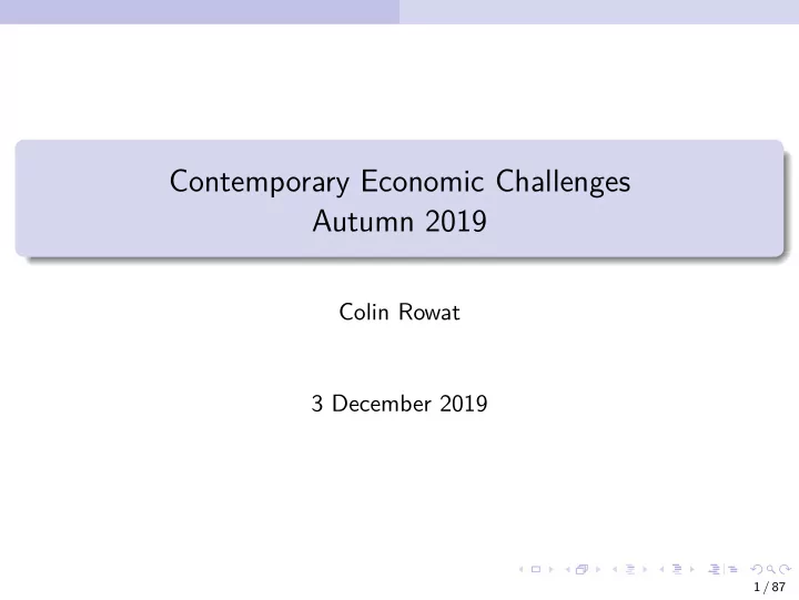 contemporary economic challenges autumn 2019