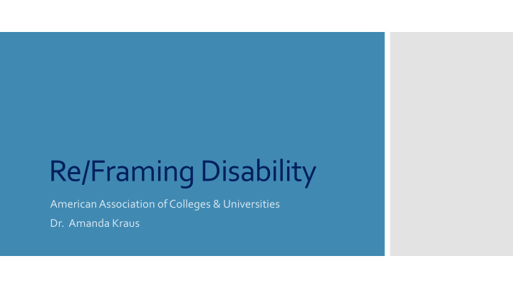 re framing disability