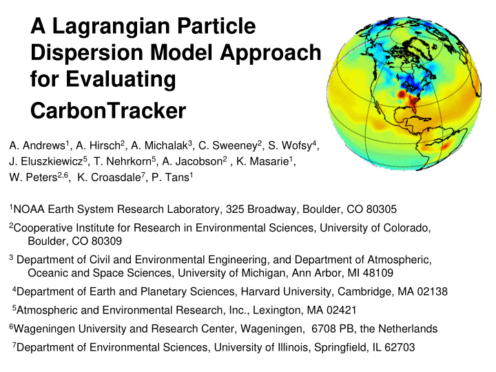 a lagrangian particle dispersion model approach for