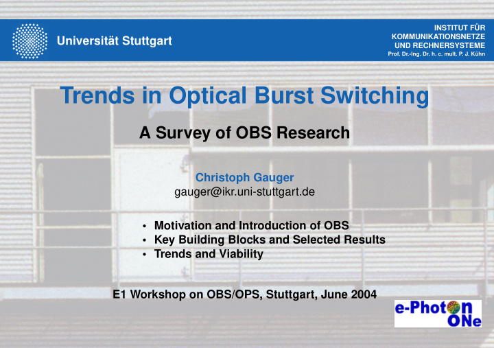 trends in optical burst switching