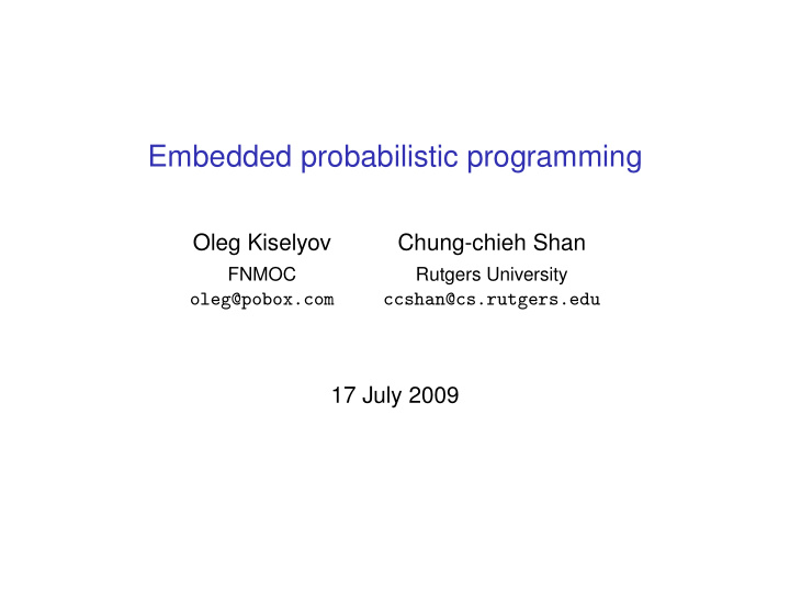 embedded probabilistic programming