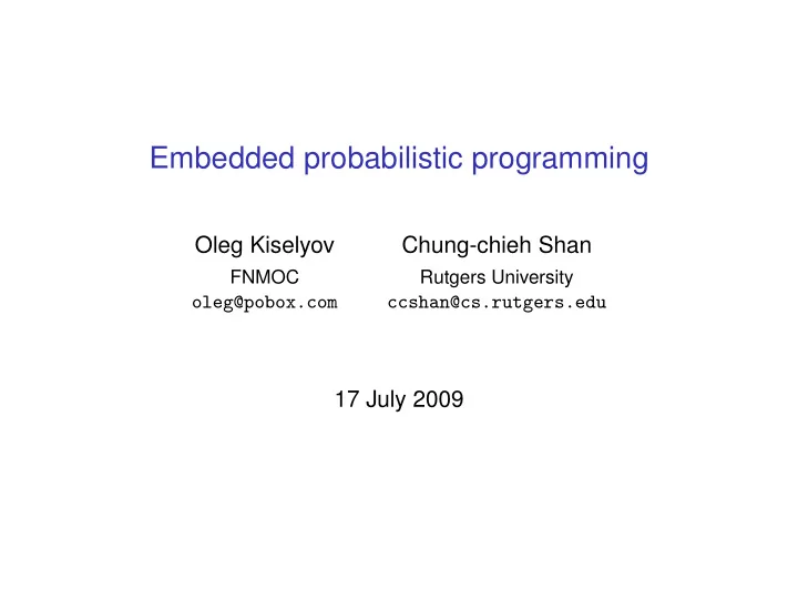 embedded probabilistic programming