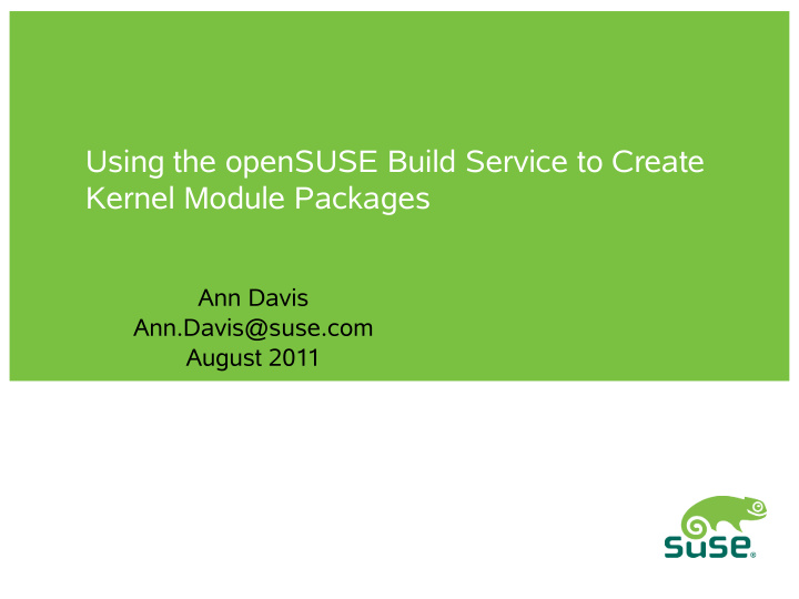 using the opensuse build service to create kernel module