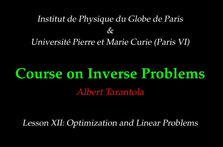 course on inverse problems