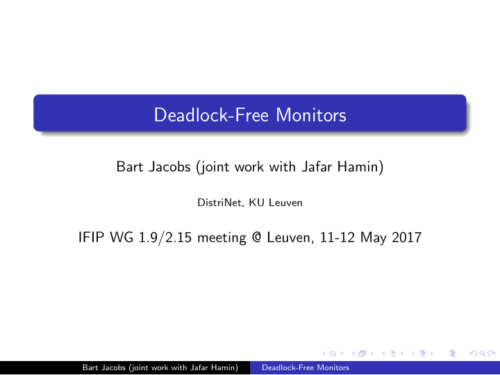 deadlock free monitors