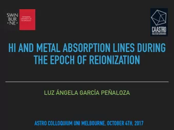 HI AND METAL ABSORPTION LINES DURING  THE EPOCH OF REIONIZATION  LUZ NGELA GARCA PEALOZA