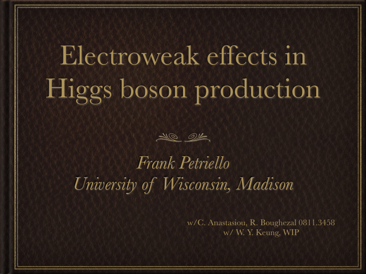 electroweak effects in higgs boson production