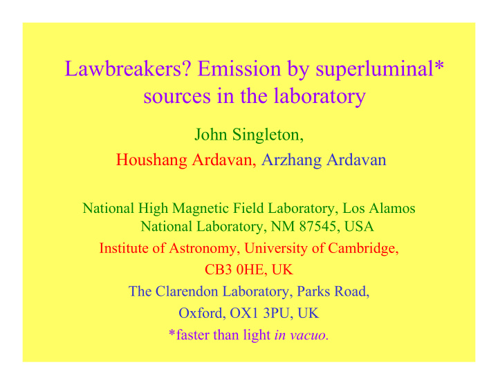 lawbreakers emission by superluminal sources in the
