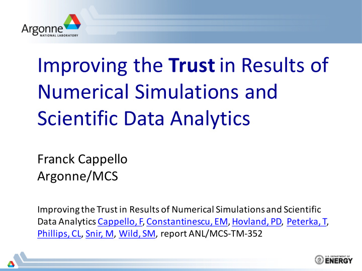 improving the trust in results of numerical simulations
