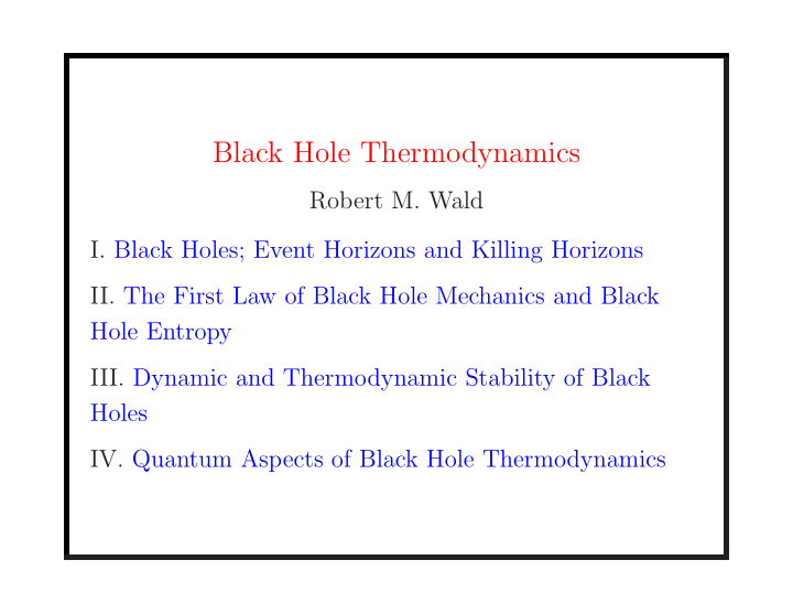 black hole thermodynamics