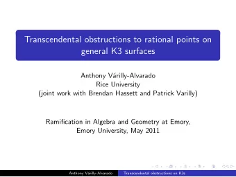 Transcendental obstructions to rational points on  general K3 surfaces  Anthony V