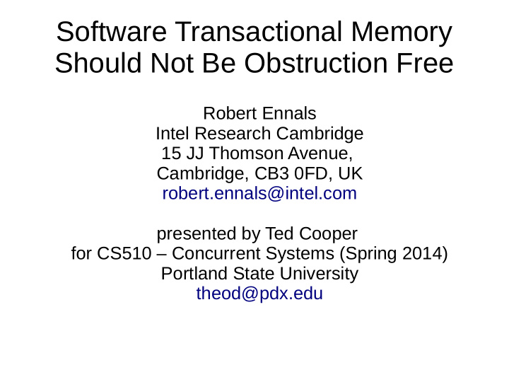 software transactional memory should not be obstruction