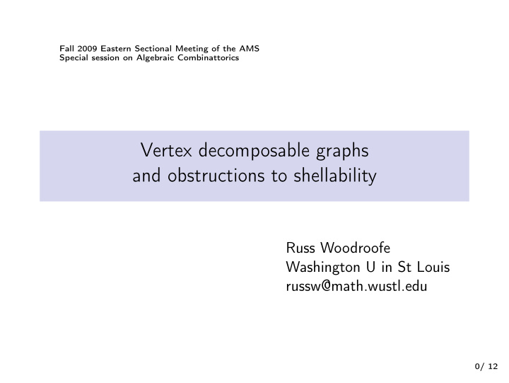 vertex decomposable graphs and obstructions to