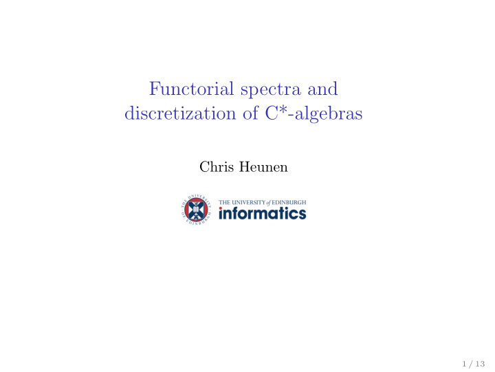 functorial spectra and discretization of c algebras