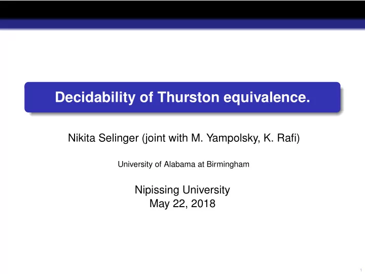 decidability of thurston equivalence