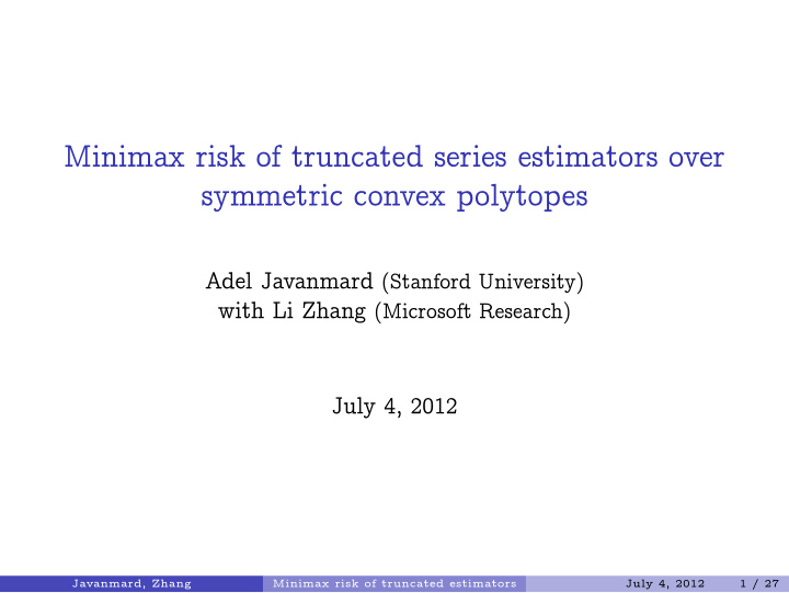 minimax risk of truncated series estimators over