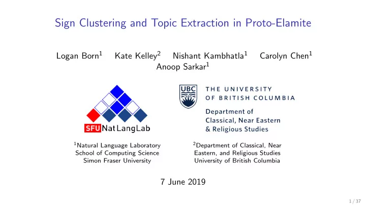sign clustering and topic extraction in proto elamite