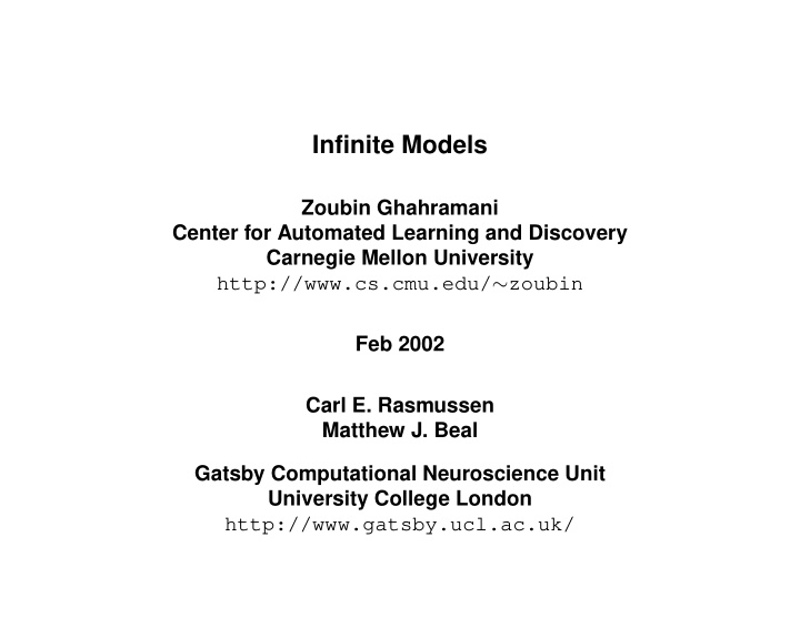 infinite models