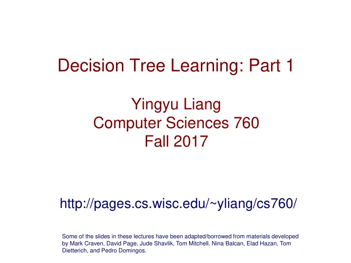 decision tree learning part 1