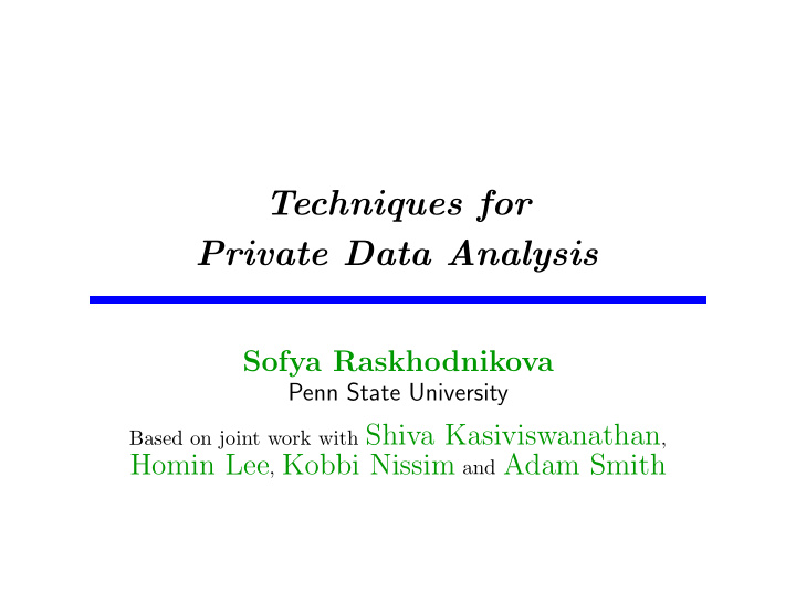 techniques for private data analysis