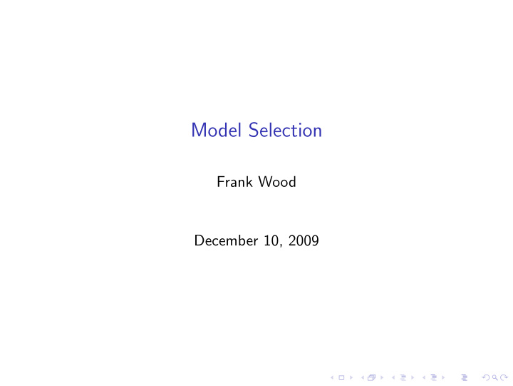 model selection